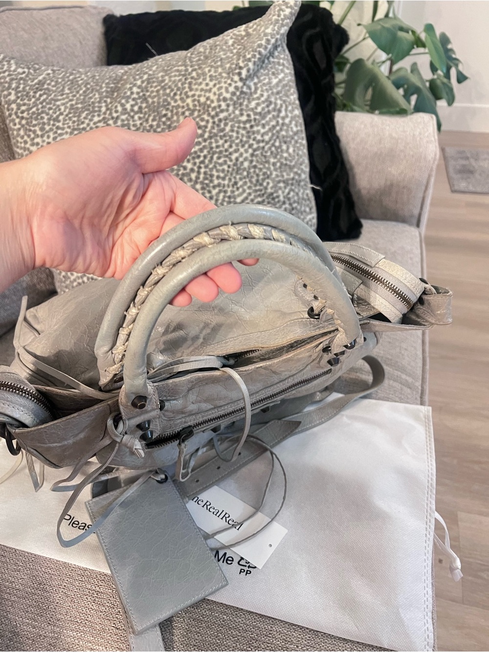 Balenciaga Vintage Le City Velo Light Grey Leather Satchel Shoulder Bag - Picture 10 of 13